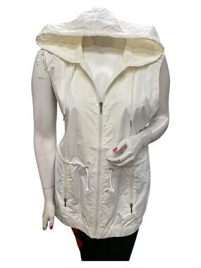 Princess Cruise Hooded Sleeveless Zip-Front Drawstring Vest in Ivory Size 2X